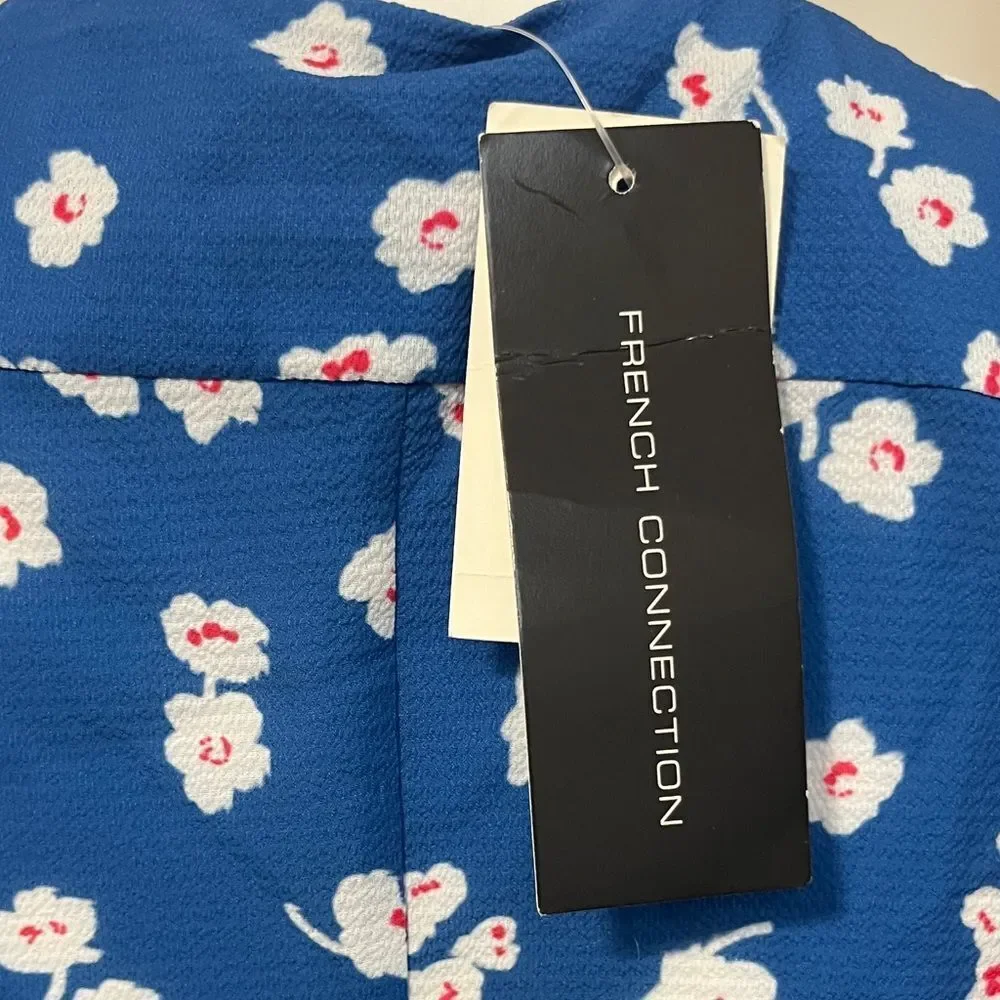 NWT French Connection Floral Blue Wrap Dress Size 12 L Large - Picture 7 of 11